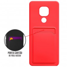Capa para Motorola Moto G9 Play - Emborrachada Case Card Vermelha